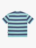 Quiksilver Kids' Logo Jacquard Rib Collar Stripe Short Sleeve T-Shirt, Crown Blue, Crown Blue