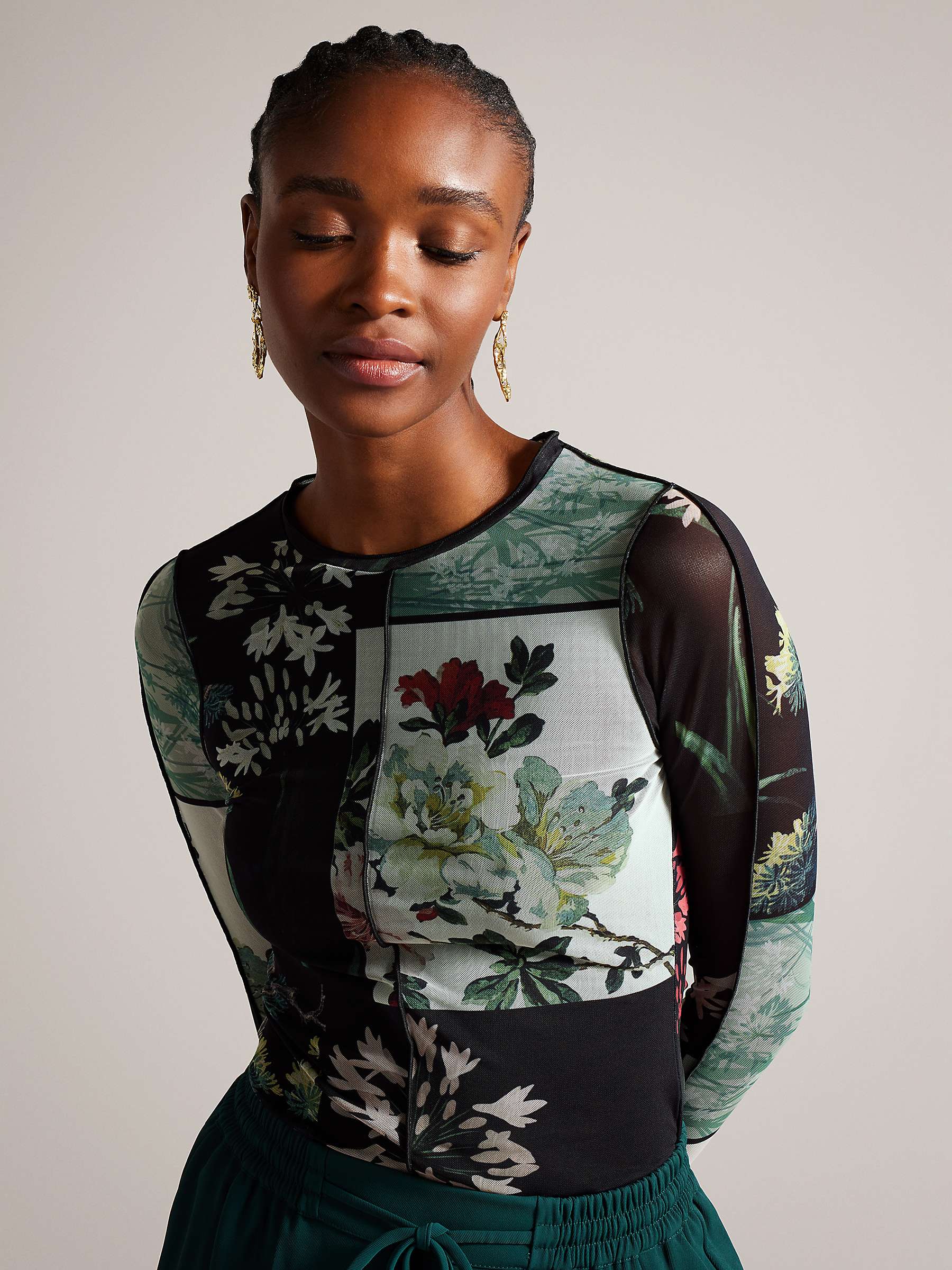 Buy Ted Baker Lareana Abstract Floral Mesh Top Online at johnlewis.com