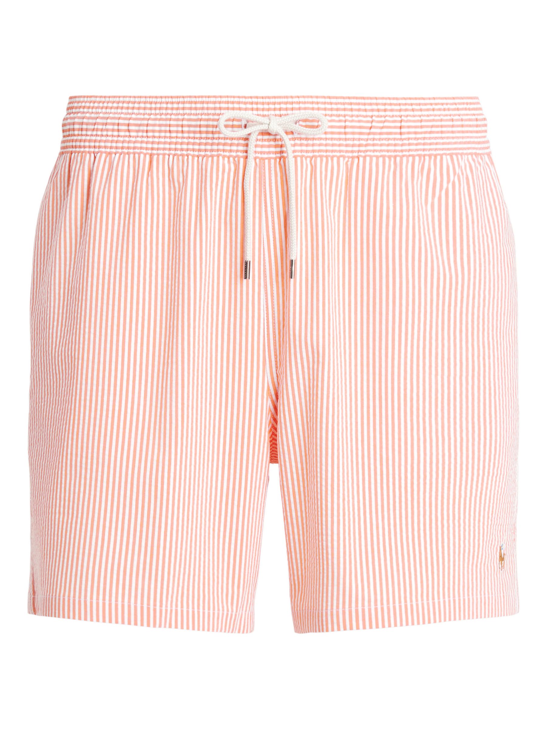 Ralph Lauren Seersucker Mesh Lined Swim Shorts, Orange, XL