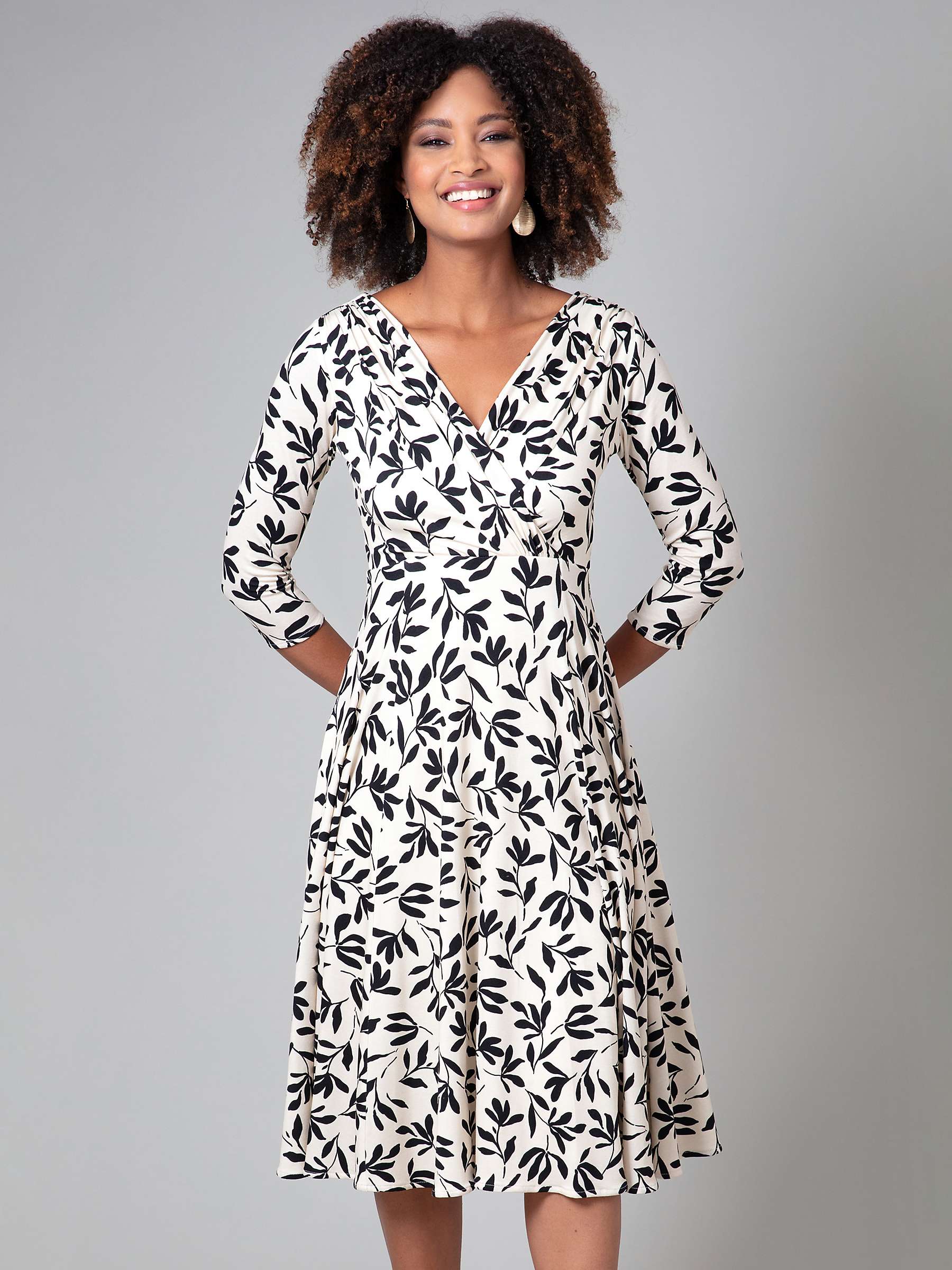 Buy Alie Street Annie Floral Jersey Midi Dress, Monochrome Online at johnlewis.com