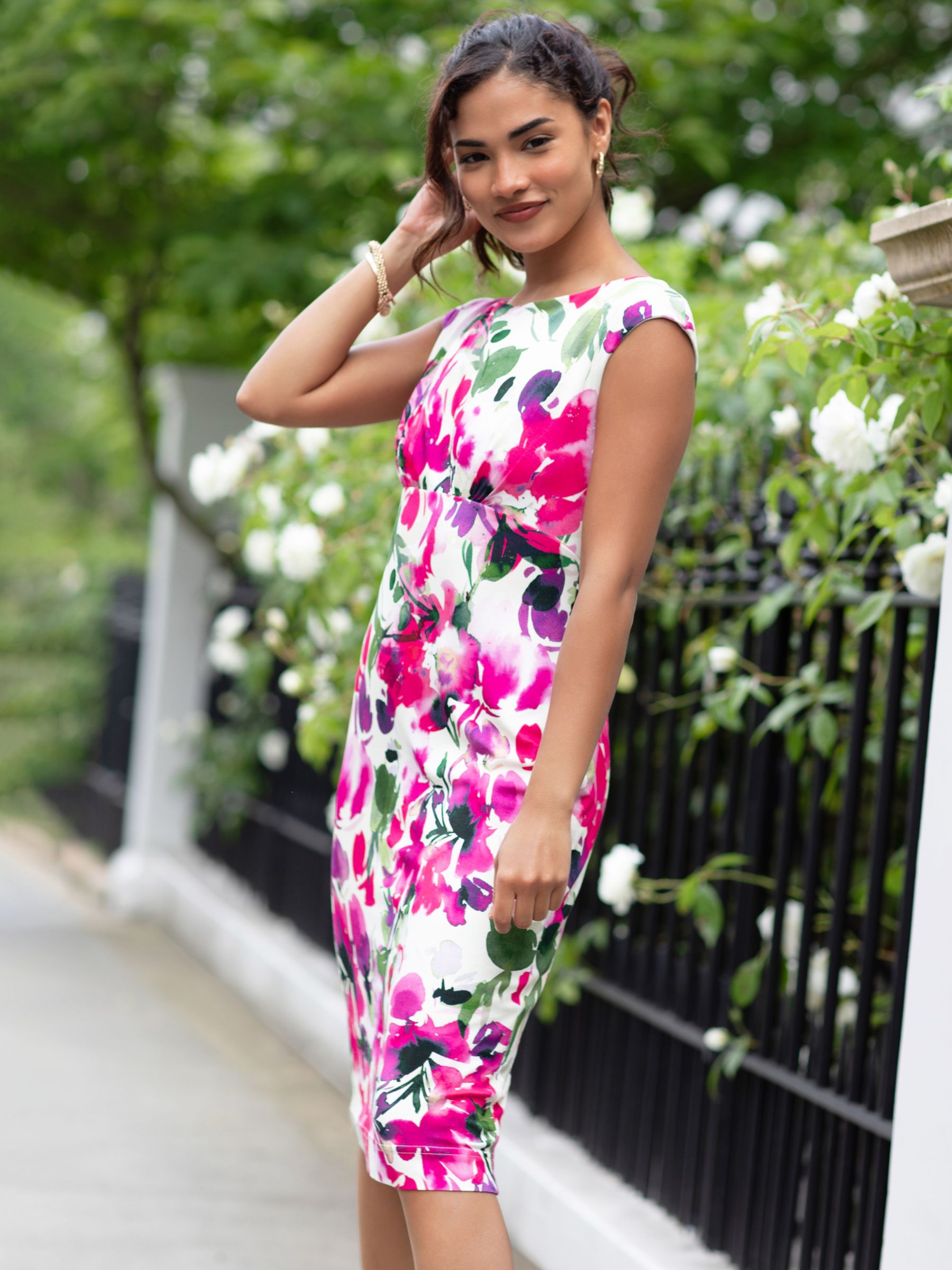 Buy Alie Street Petite Pippa Floral Shift Dress, Fuchsia Online at johnlewis.com