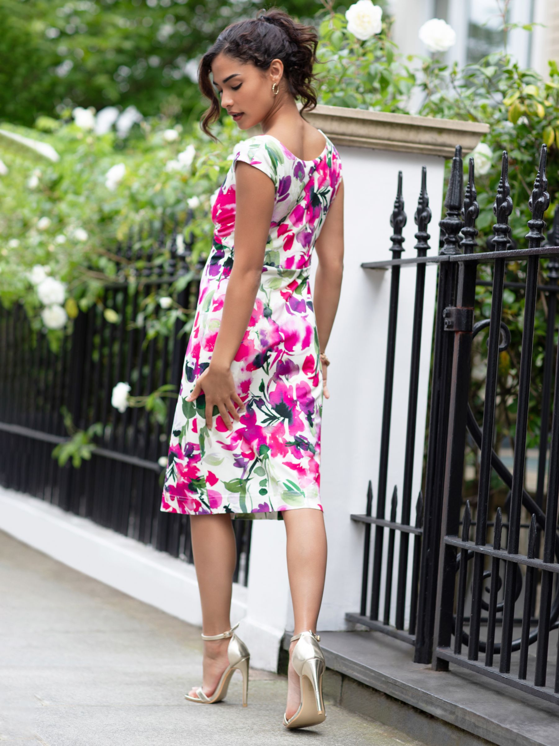 Alie Street Petite Pippa Floral Shift Dress, Fuchsia, 8-10