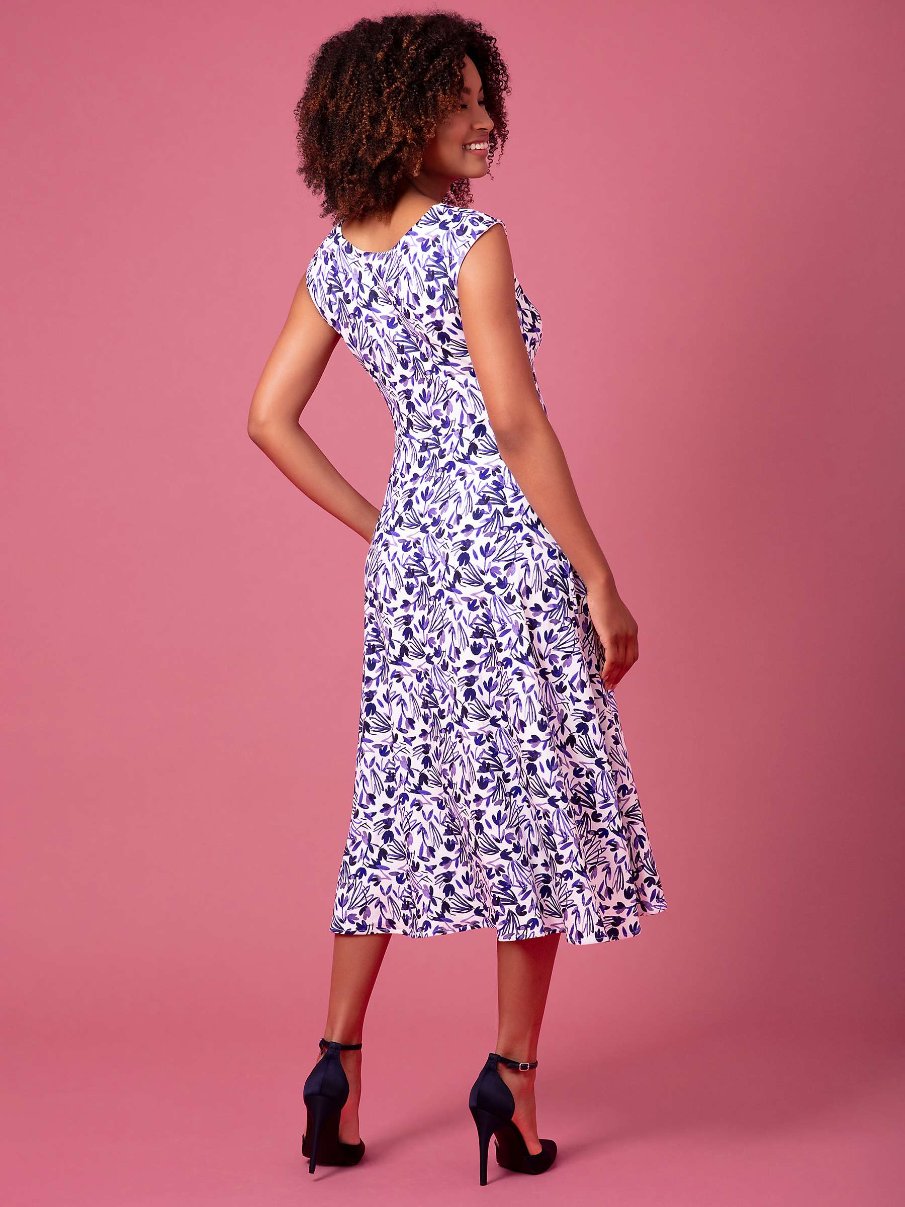 Buy Alie Street Luna Abstract print Midi Dress, Indigo Ink Blue Online at johnlewis.com