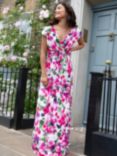 Alie Street Petite Sophia Floral Print Maxi Dress, Fuchsia/Multi