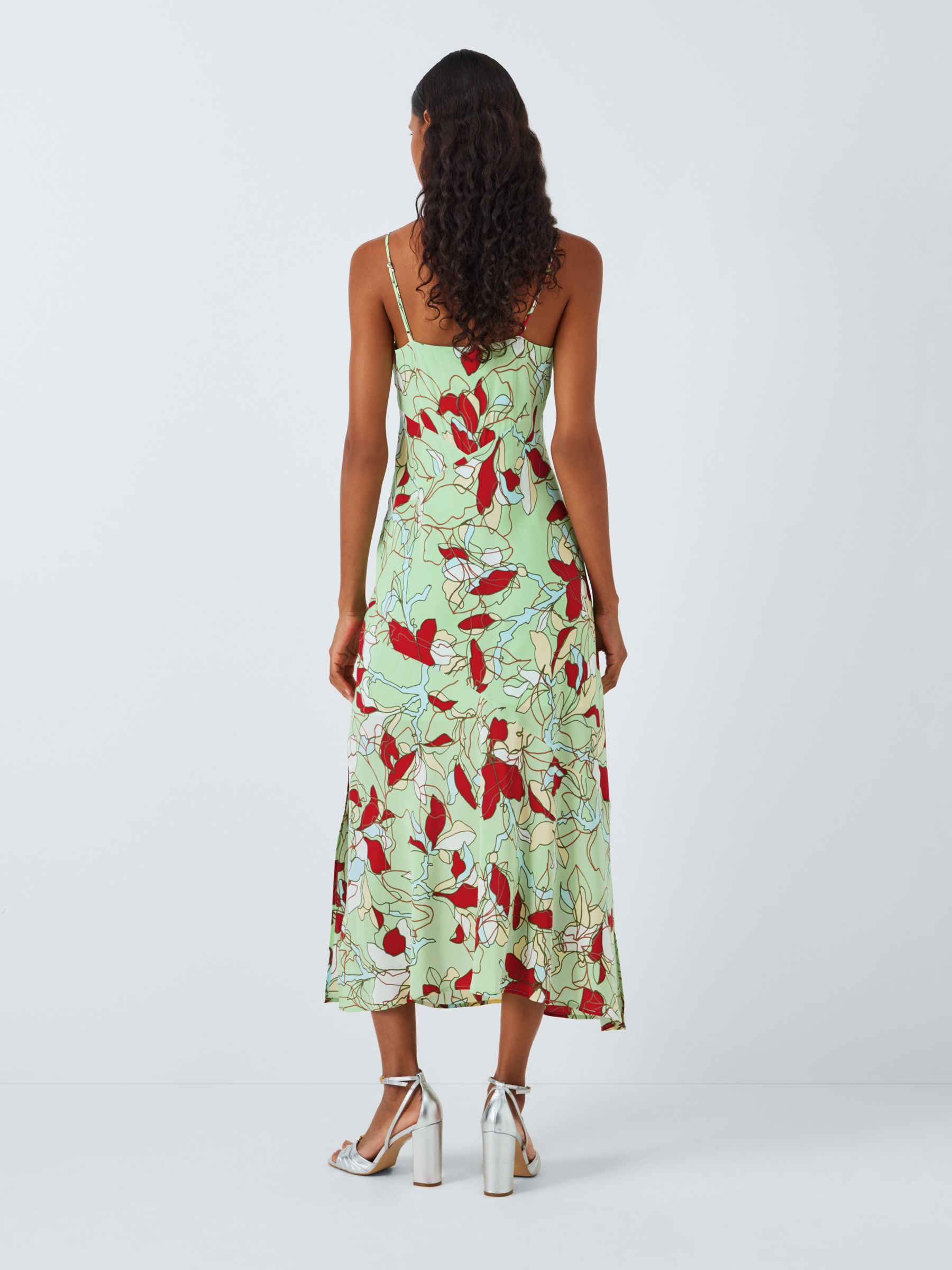 Equipment Justine Abstract Floral Print Silk Midi Dress, Green/Multi, M