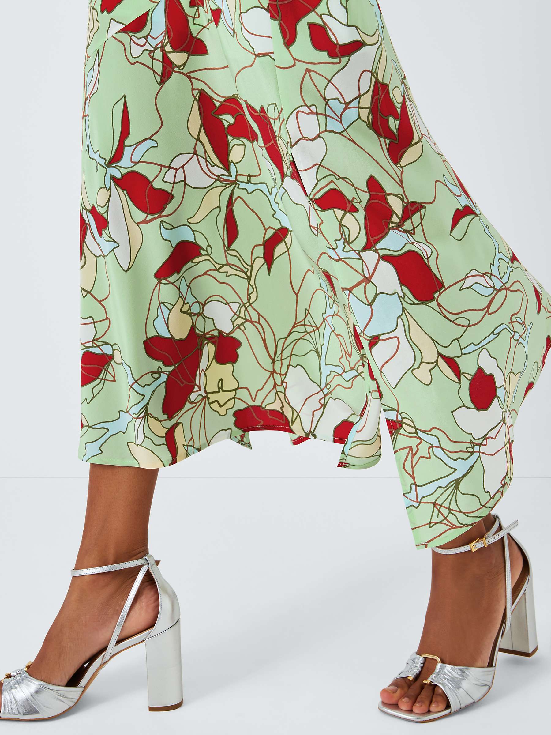 Buy Equipment Justine Abstract Floral Print Silk Midi Dress, Green/Multi Online at johnlewis.com