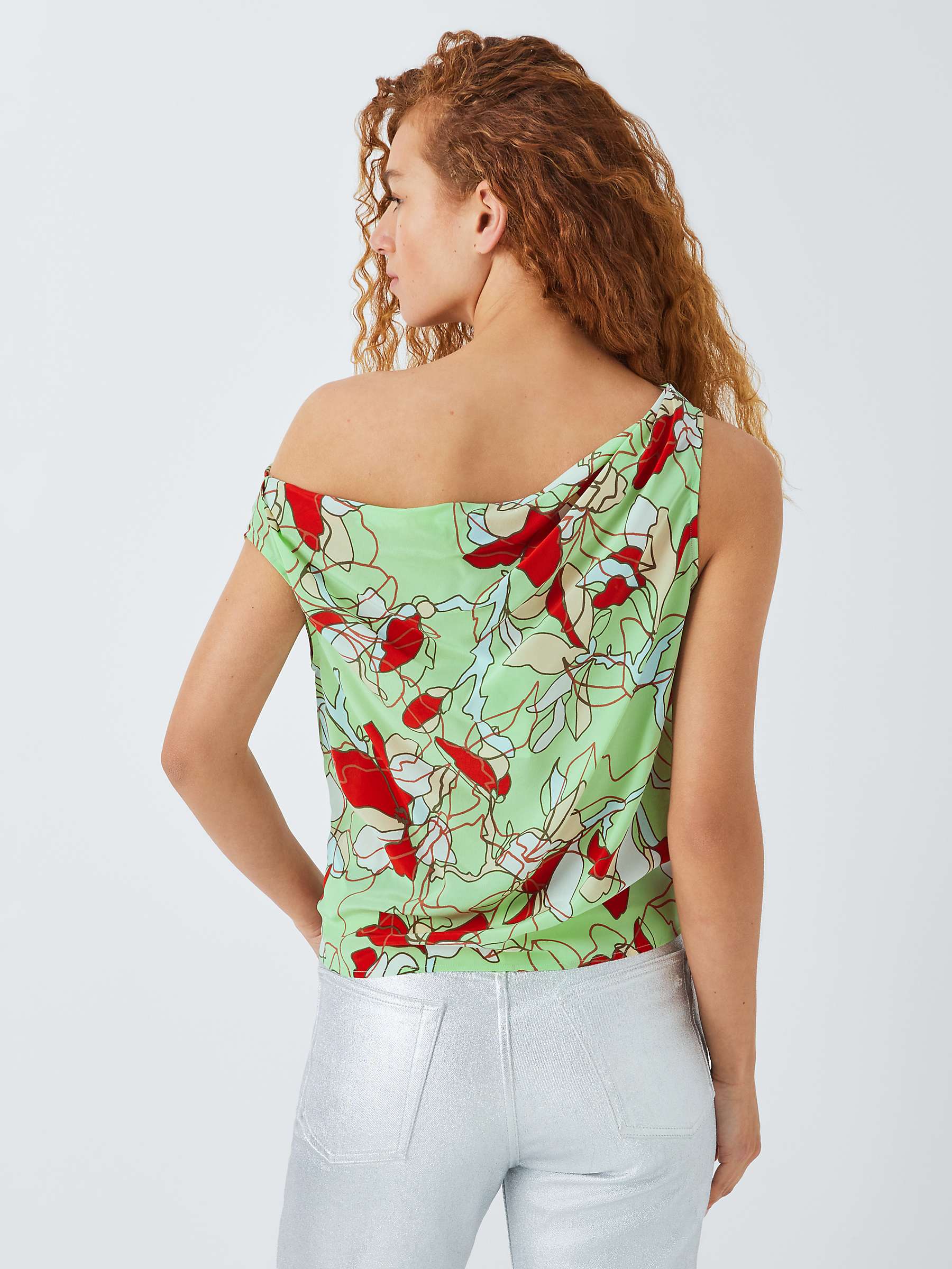 Buy Equipment Oriana Abstract Print Silk Top, Green/Multi Online at johnlewis.com