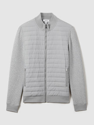 Reiss Freddie Quilted Bomber Jacket, Soft Grey
