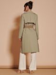 Jolie Moi Two Tone Double Breasted Trench Coat, Beige