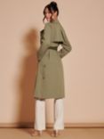Jolie Moi Two Tone Double Breasted Trench Coat, Soldier Green