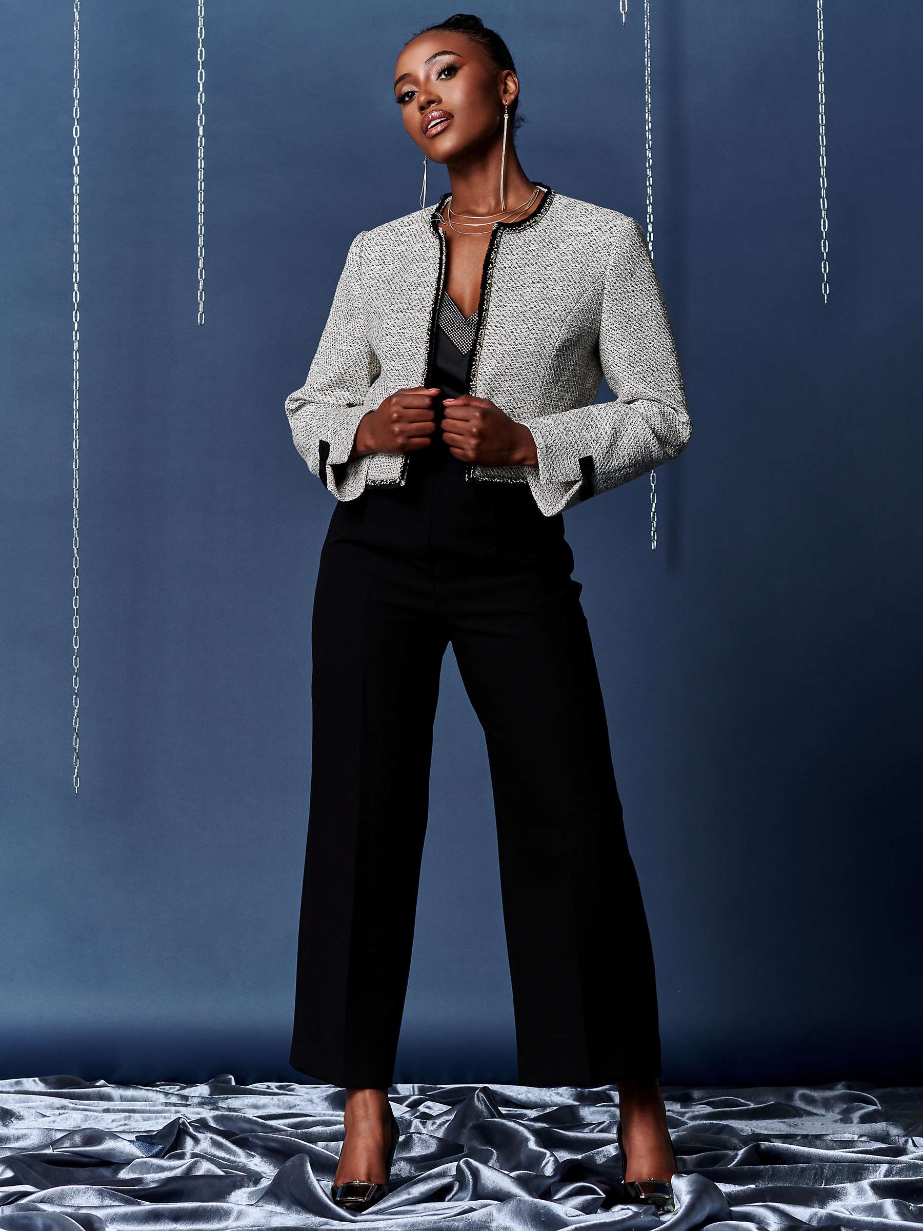 Buy Jolie Moi Contrast Tweed Jacket, White Online at johnlewis.com