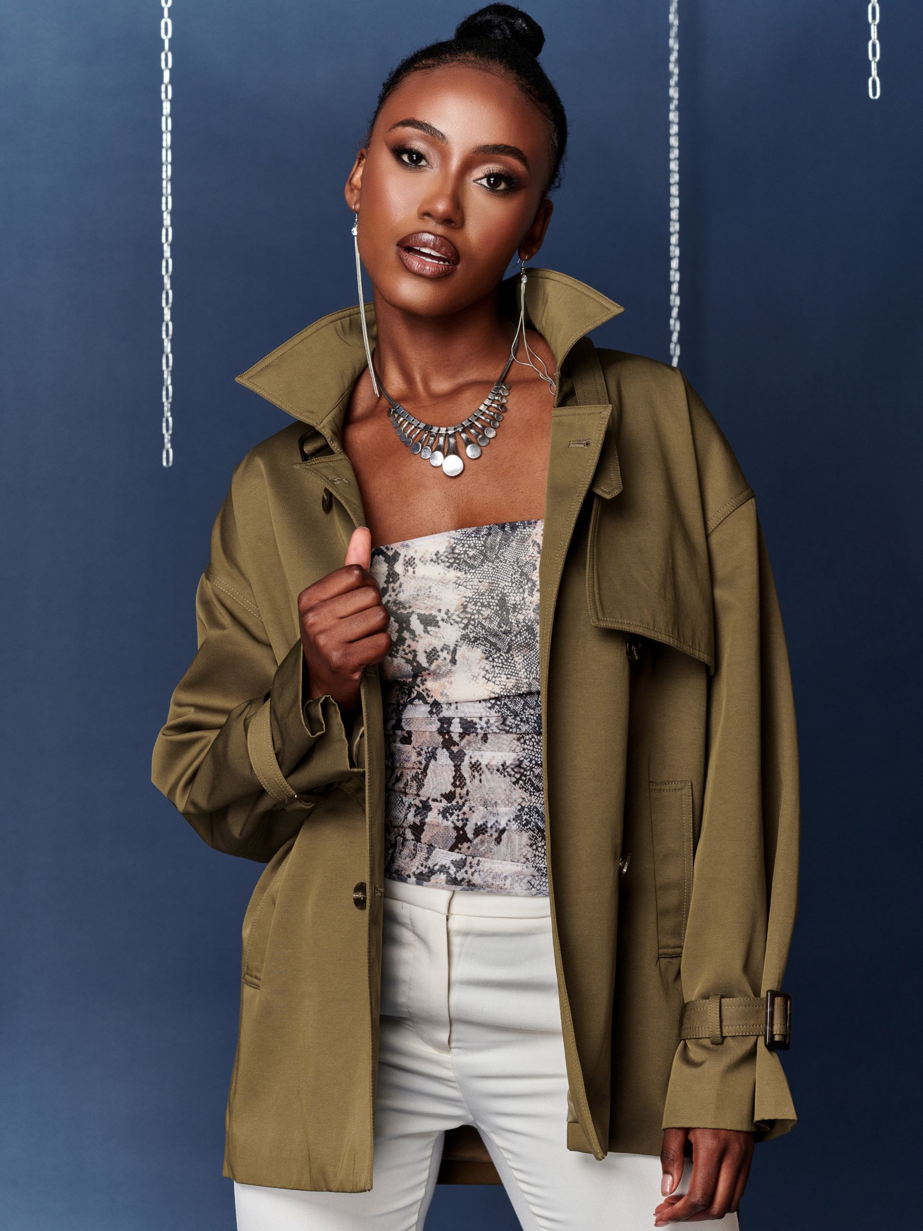 Buy Jolie Moi Short Double Breasted Trench Coat Online at johnlewis.com