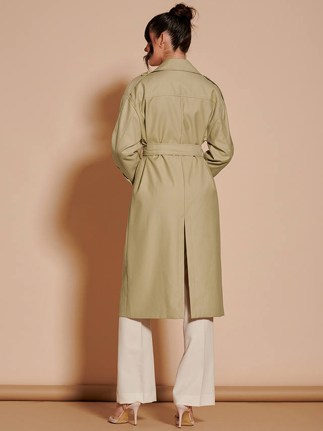 Jolie Moi Double Breasted Trench Coat, Stone