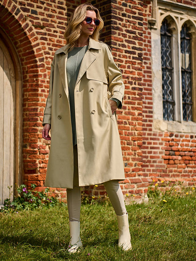 Jolie Moi Double Breasted Trench Coat, Stone