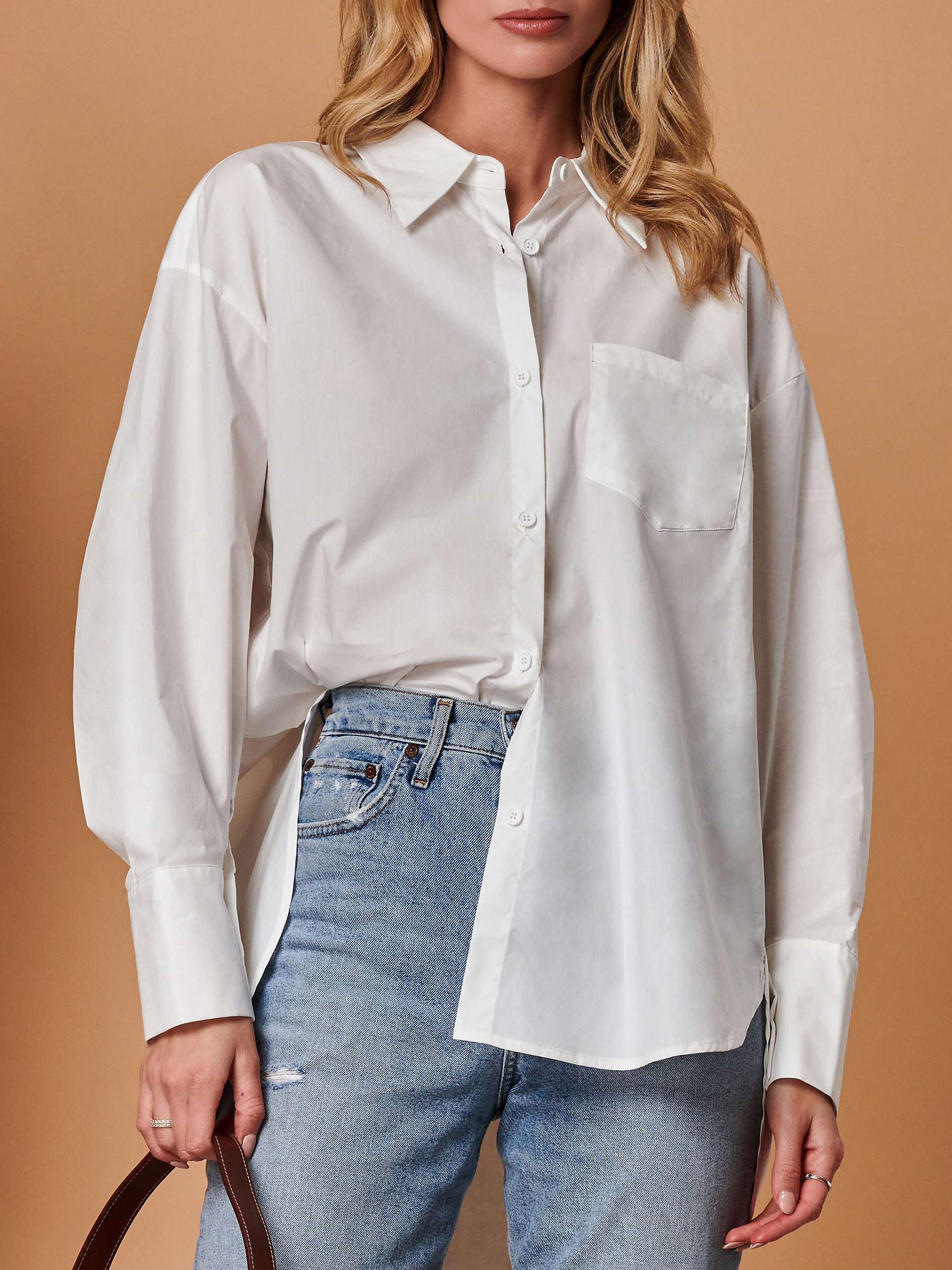 Buy Jolie Moi Keyhole Back Shirt, White Online at johnlewis.com
