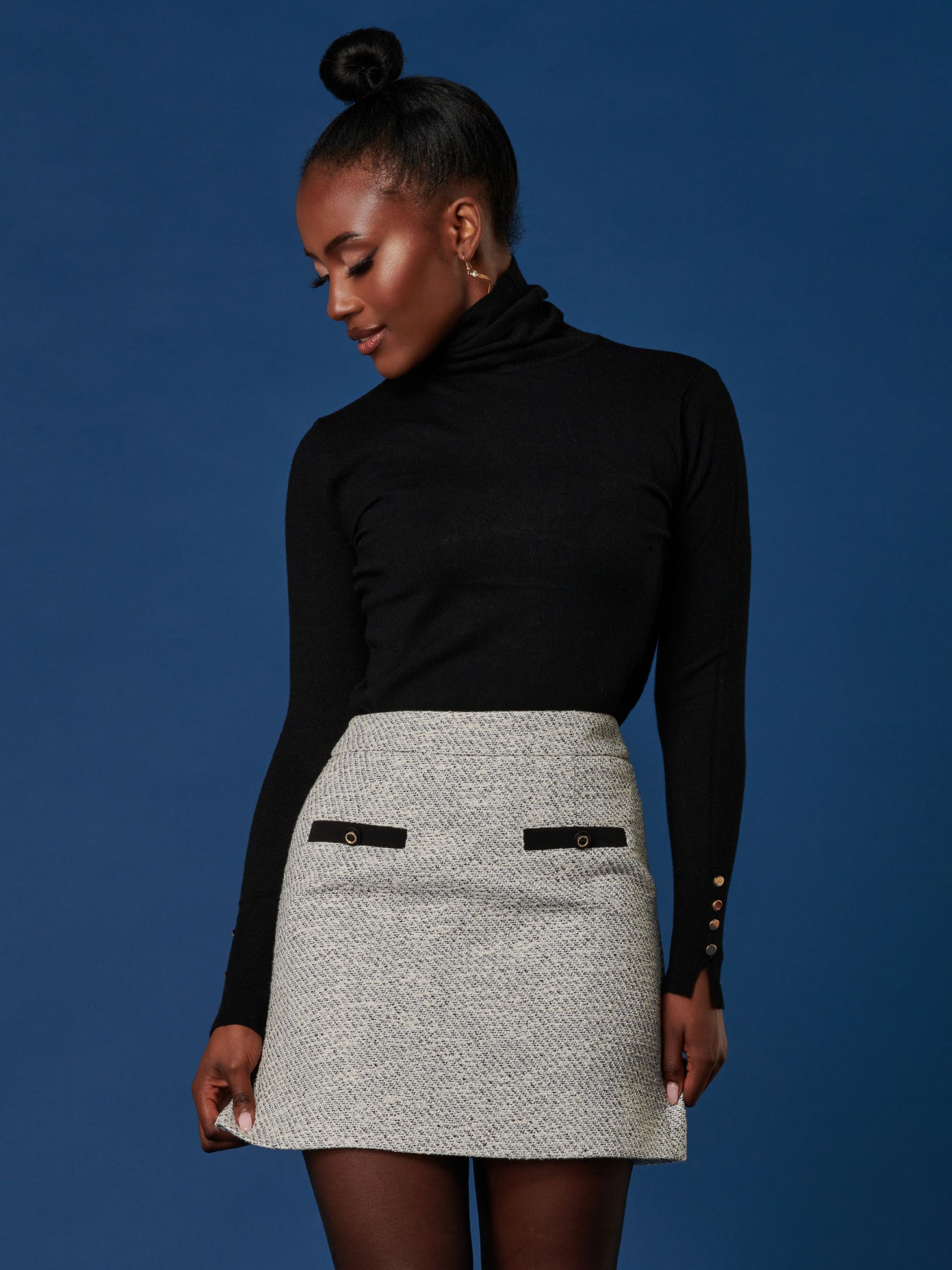 Buy Jolie Moi A-Line Tweed Mini Skirt, White Online at johnlewis.com