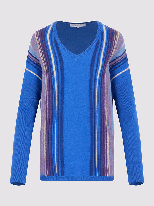 Gerard Darel Lexa Striped Cashmere Jumper, Blue/Multi