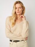 Gerard Darel Lyme Contrast Seam Cashmere Jumper, Sand/Pink