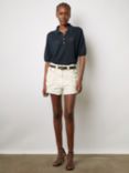 Gerard Darel Lana Linen Blend Polo Top, Navy