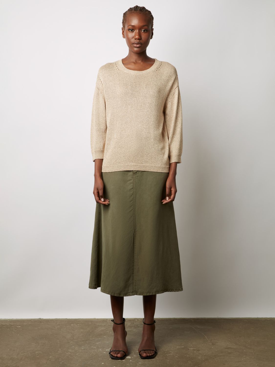 Buy Gerard Darel Leonie 3/4 Sleeve Jumper, Gold Online at johnlewis.com