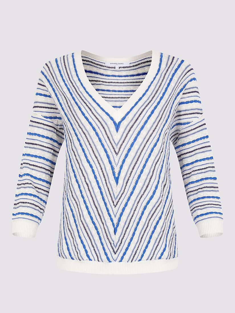 Buy Gerard Darel Lamia Geometric Stripe Linen Jumper, Blue/Multi Online at johnlewis.com