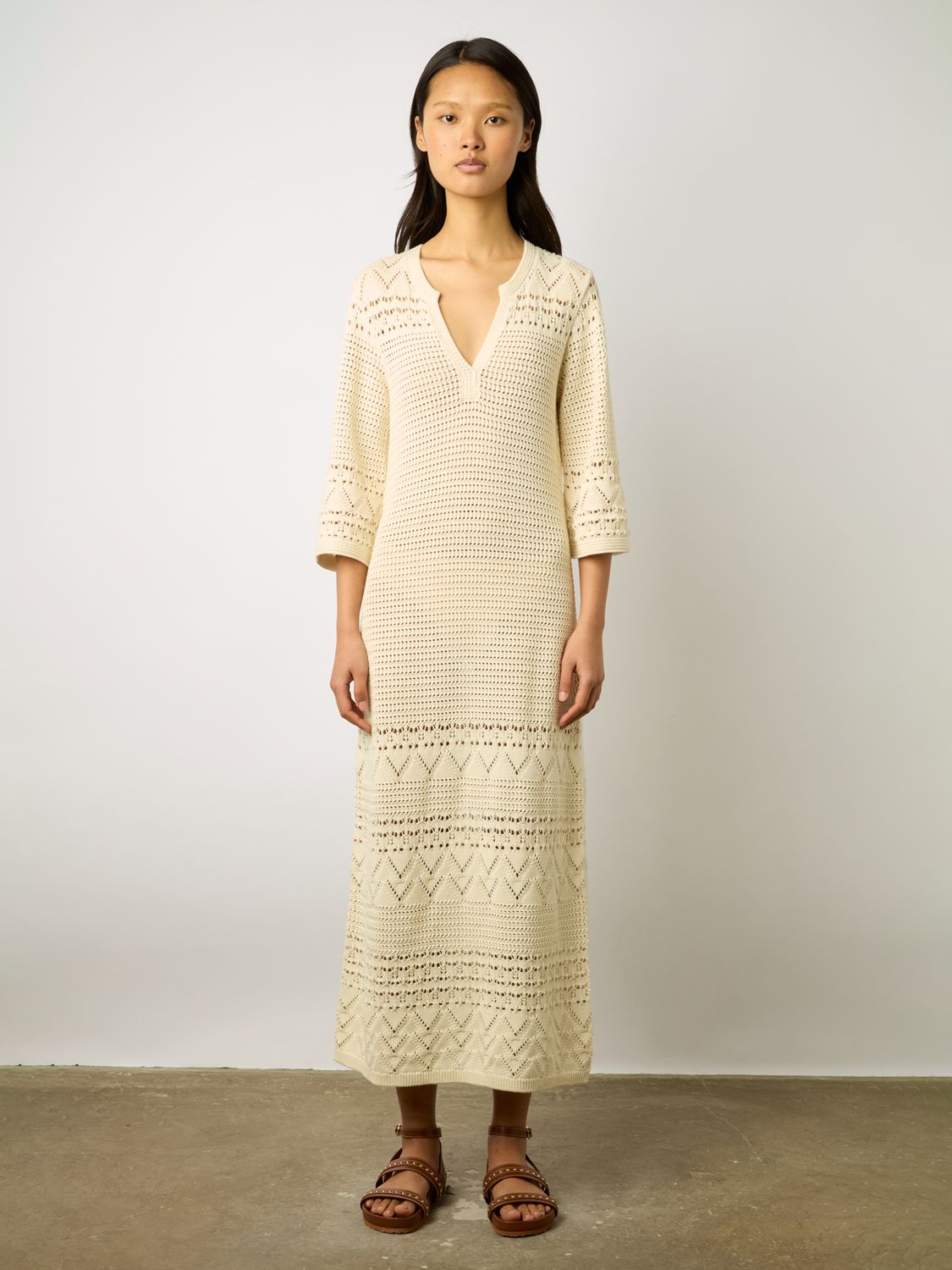 Gerard Darel Emanuela Crochet Maxi Dress, Ecru, 10