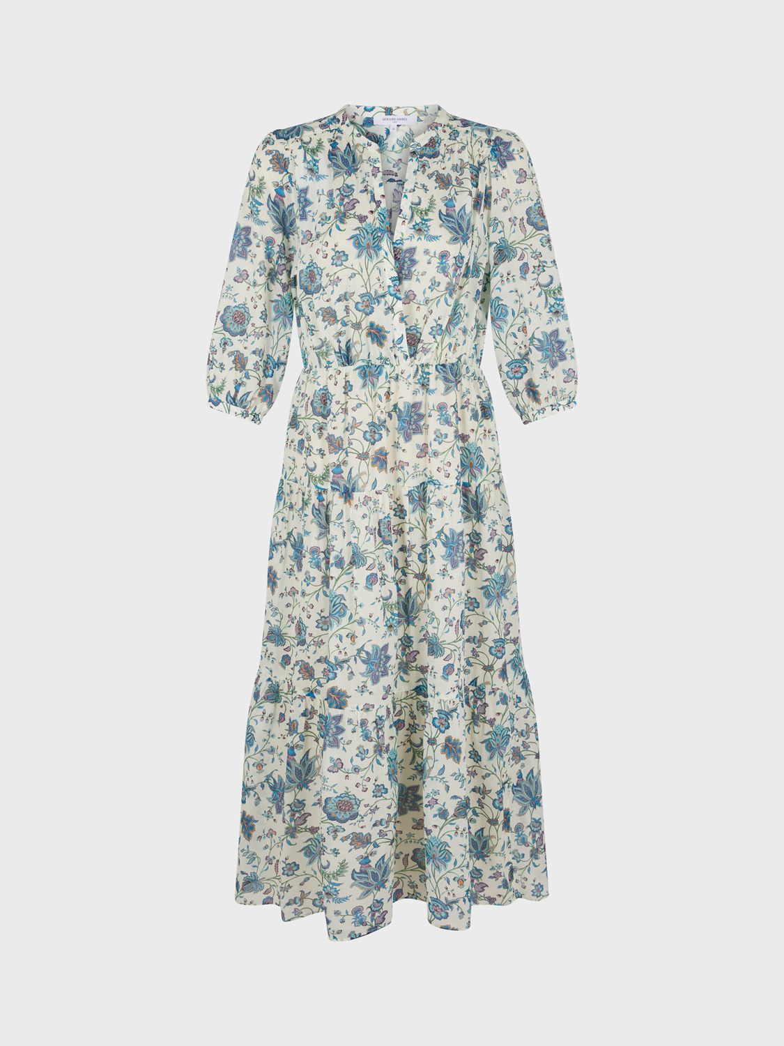 Gerard Darel Elysee Floral Tiered Dress, Ecru/Multi, 6