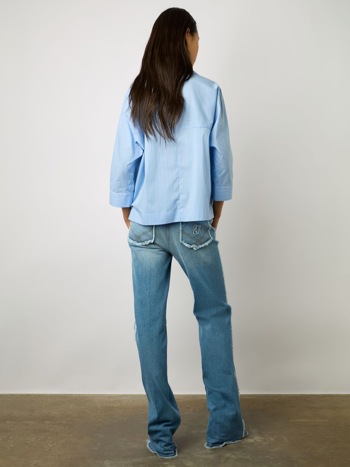 Buy Gerard Darel Anelia Cotton Blend Shirt, Blue Online at johnlewis.com