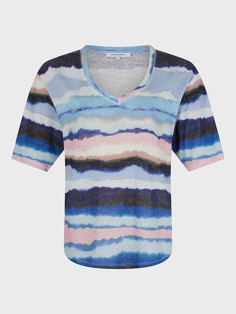 Buy Gerard Darel Misia Linen T-Shirt, Blue/Multi Online at johnlewis.com