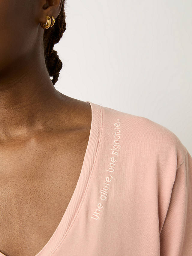Gerard Darel Maurine V Neck Cotton T-Shirt, Pink