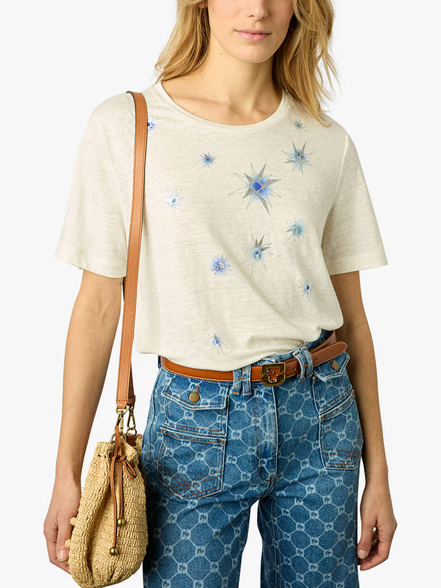 Gerard Darel Manele Linen Star T-Shirt, Ecru