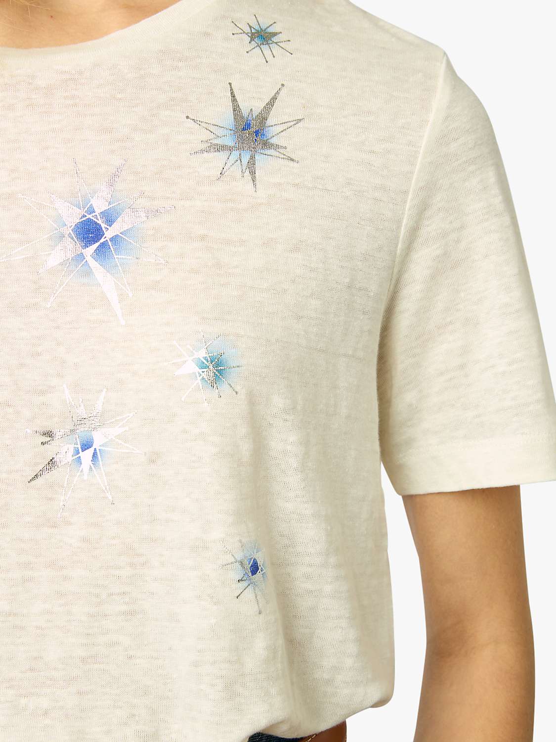 Buy Gerard Darel Manele Linen Star T-Shirt, Ecru Online at johnlewis.com