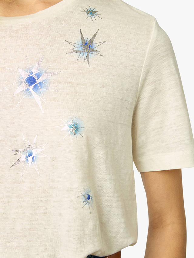 Gerard Darel Manele Linen Star T-Shirt, Ecru