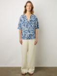 Gerard Darel Monia Linen Floral T-Shirt, Ecru/Blue