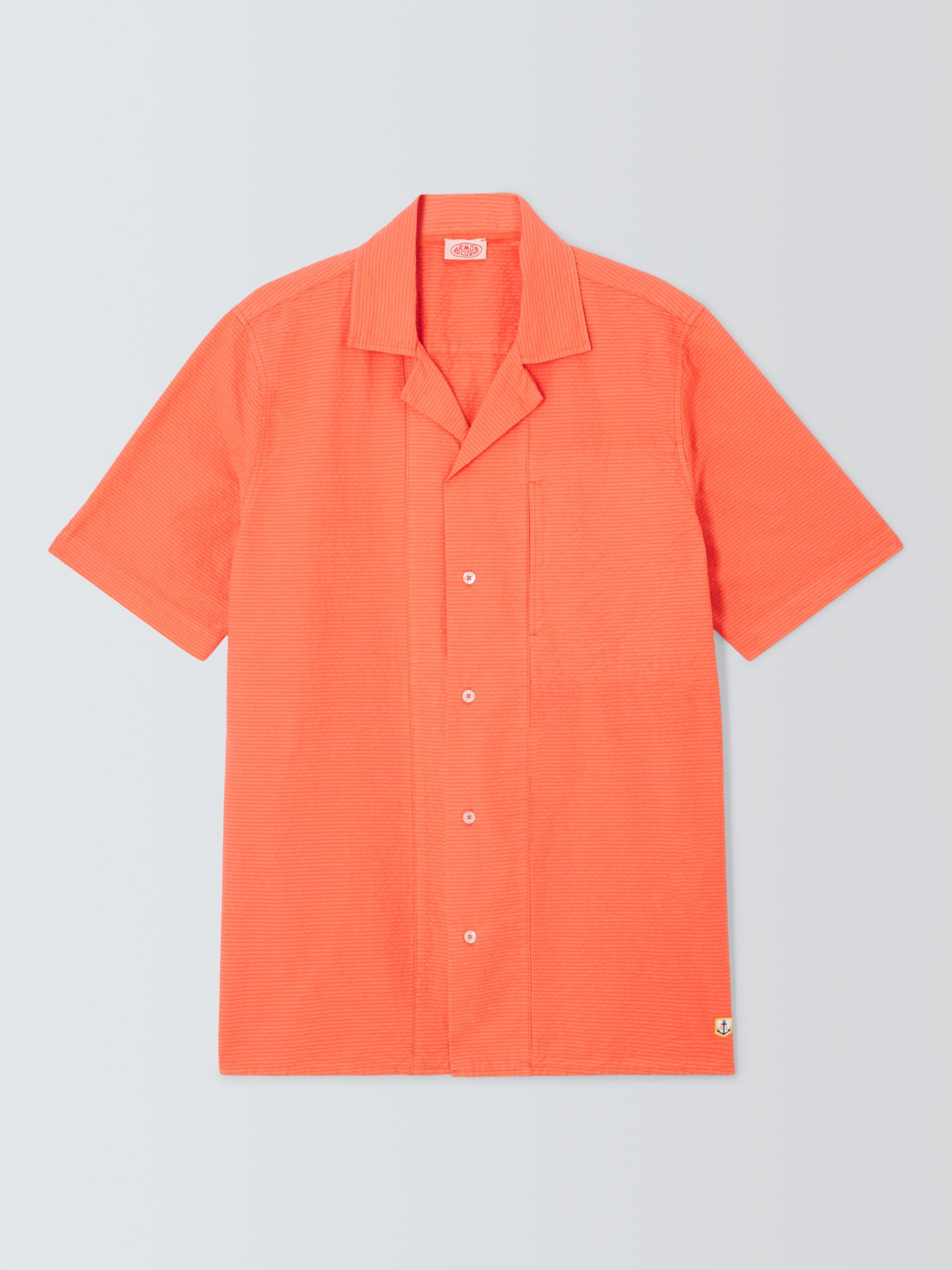 Armor Lux Chemise Short Sleeve Shirt, Coral E24, XL