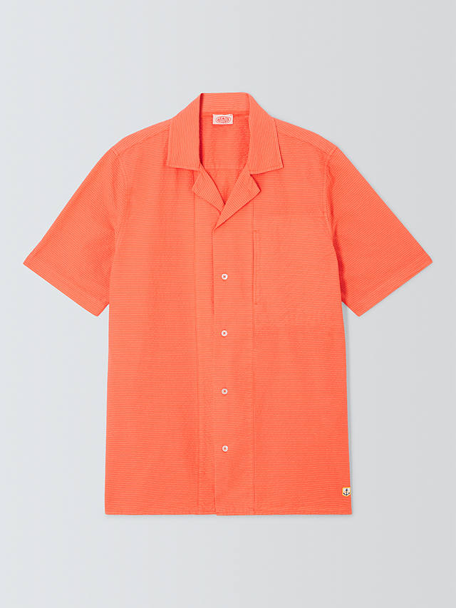 Armor Lux Chemise Short Sleeve Shirt, Coral E24