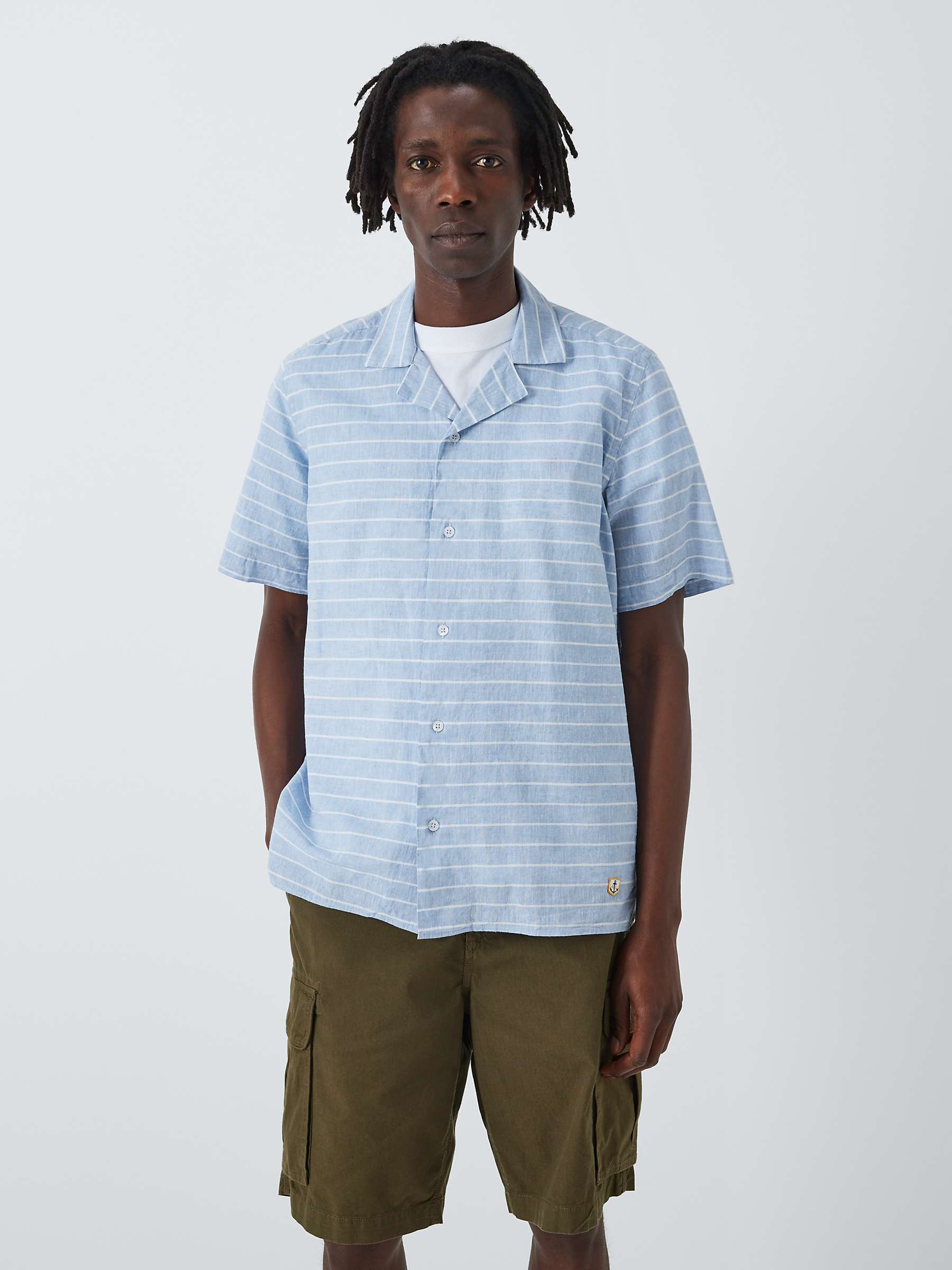 Buy Armor Lux Chemise Striped Short Sleeve Shirt, Blue Online at johnlewis.com
