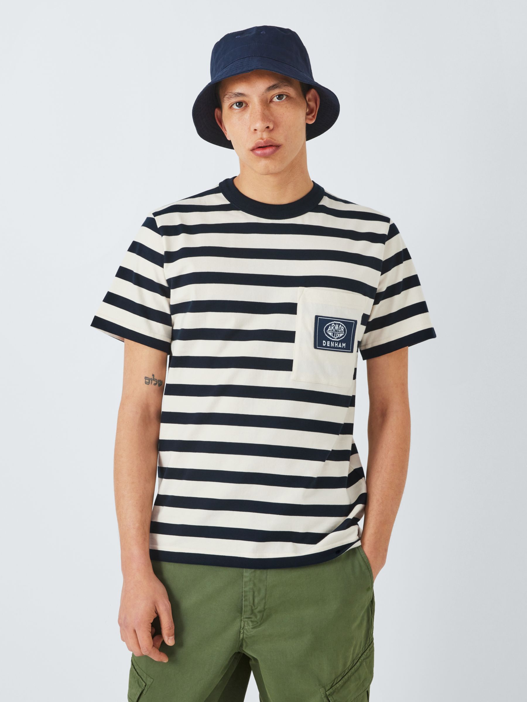 Armor Lux x Denham Comfort Striped T-Shirt, Nature/Navy, L