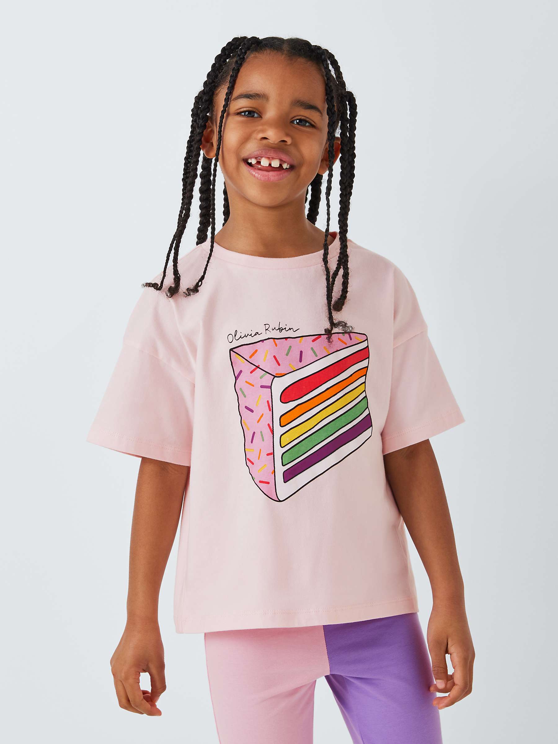 Buy Olivia Rubin Kids' Mallory Rainbow Cake T-Shirt, Light Pink Online at johnlewis.com