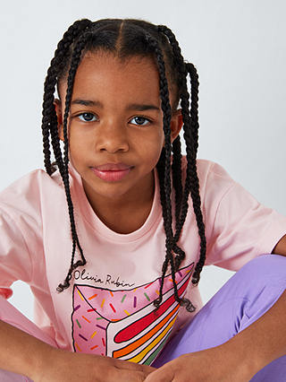 Olivia Rubin Kids' Mallory Rainbow Cake T-Shirt, Light Pink