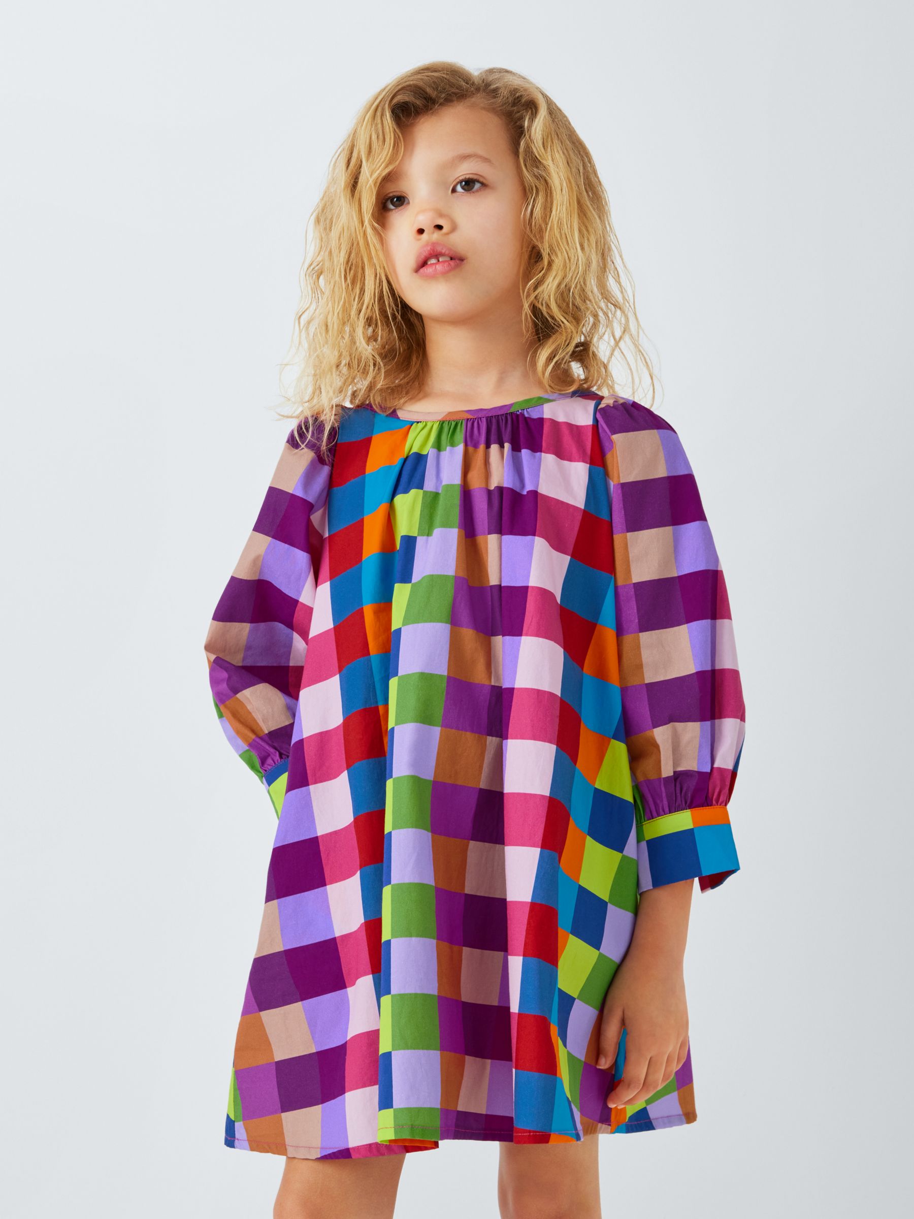 Olivia Rubin Kids' Polly Rainbow Check Dress, Multi at John Lewis ...