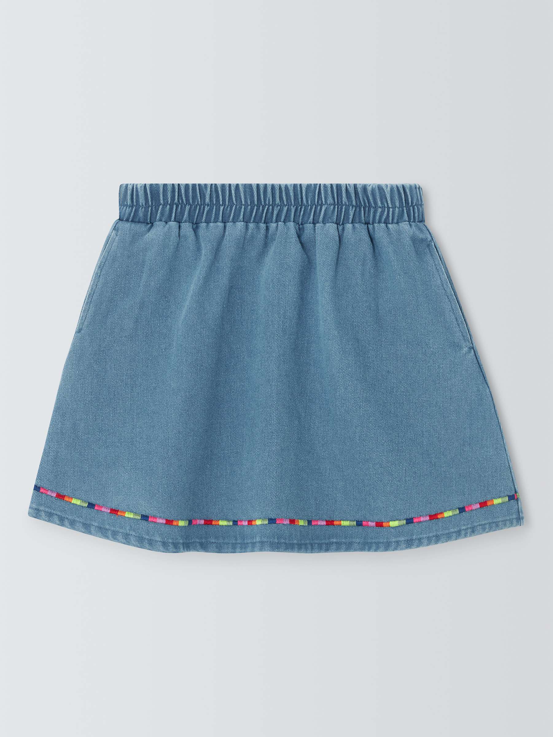 Buy Olivia Rubin Kids' Rainbow Trim Denim Skirt, Blue Online at johnlewis.com