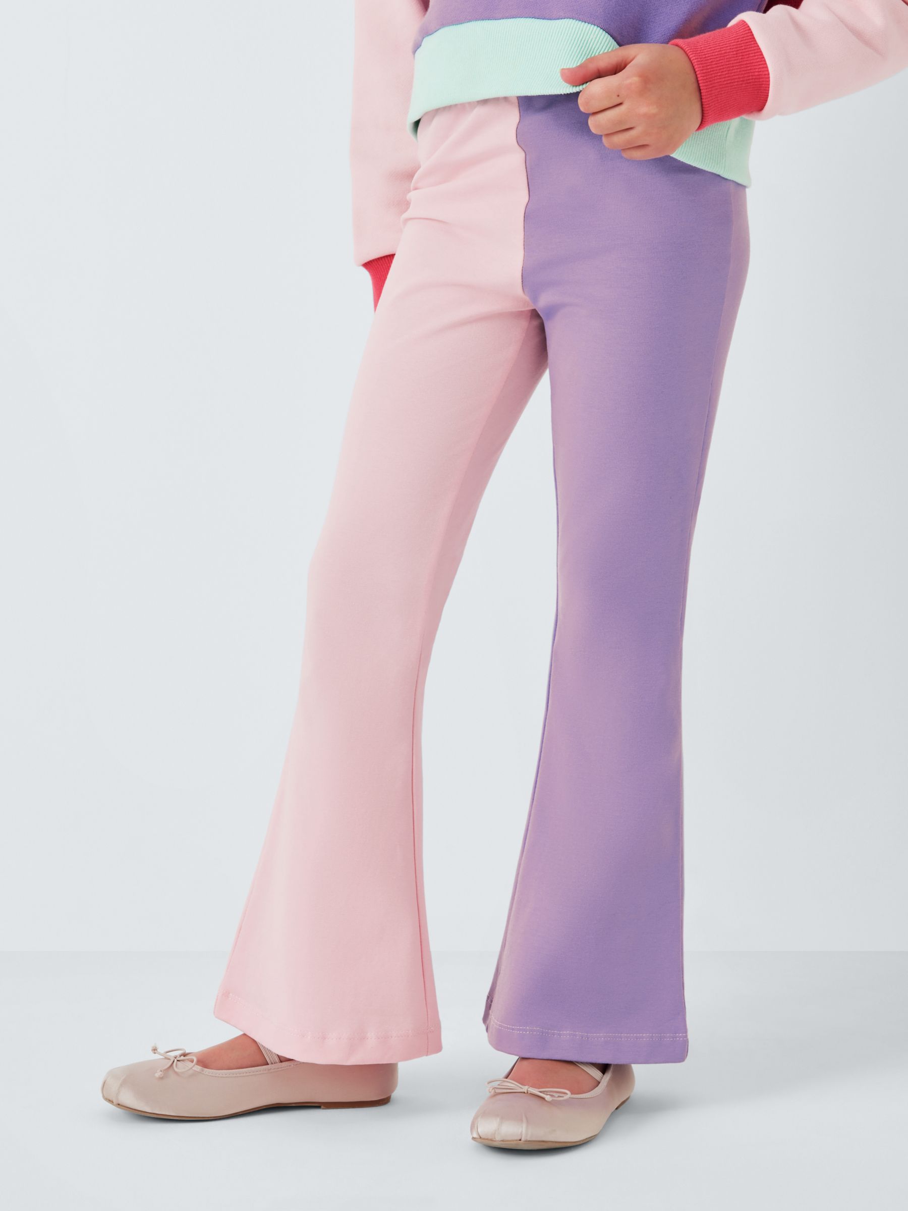 Olivia Rubin Kids' Helena Pastel Colour Block Flared Leggings, Pink/Lilac, 4-5 years