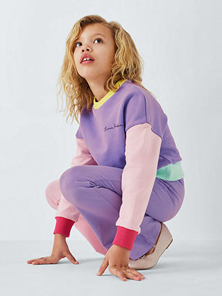Olivia Rubin Kids' Helena Pastel Colour Block Flared Leggings, Pink/Lilac