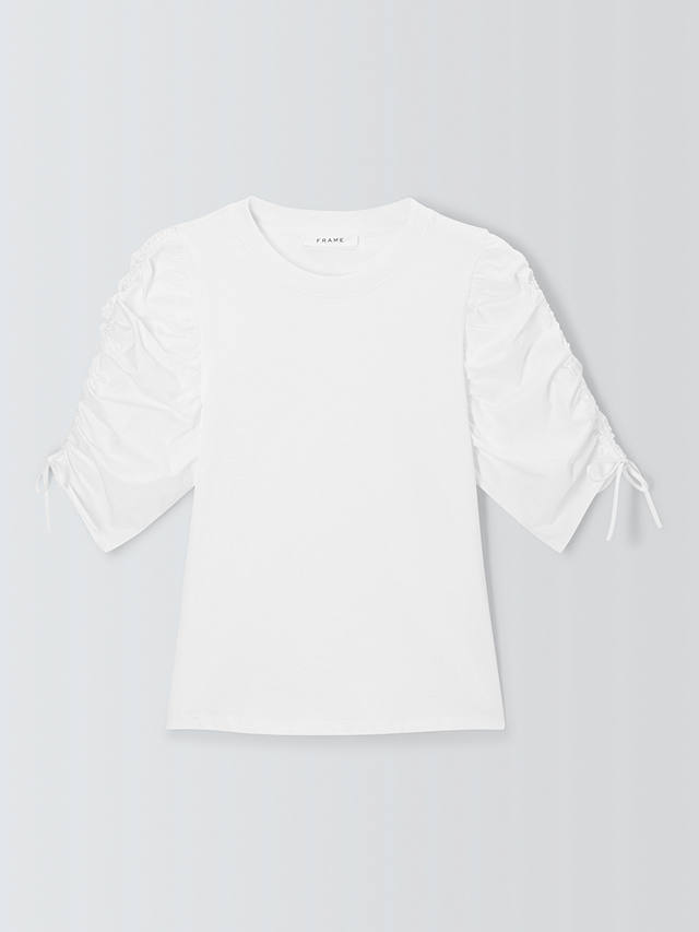 FRAME Ruched Sleeve T-Shirt, White