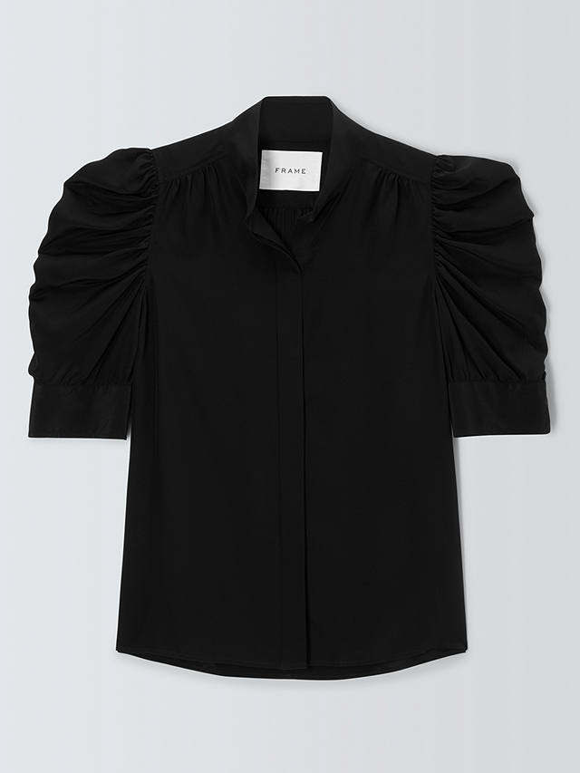 FRAME Gillian Silk Puff Sleeve Blouse, Black