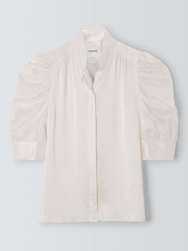 FRAME Gillian Silk Puff Sleeve Blouse, White