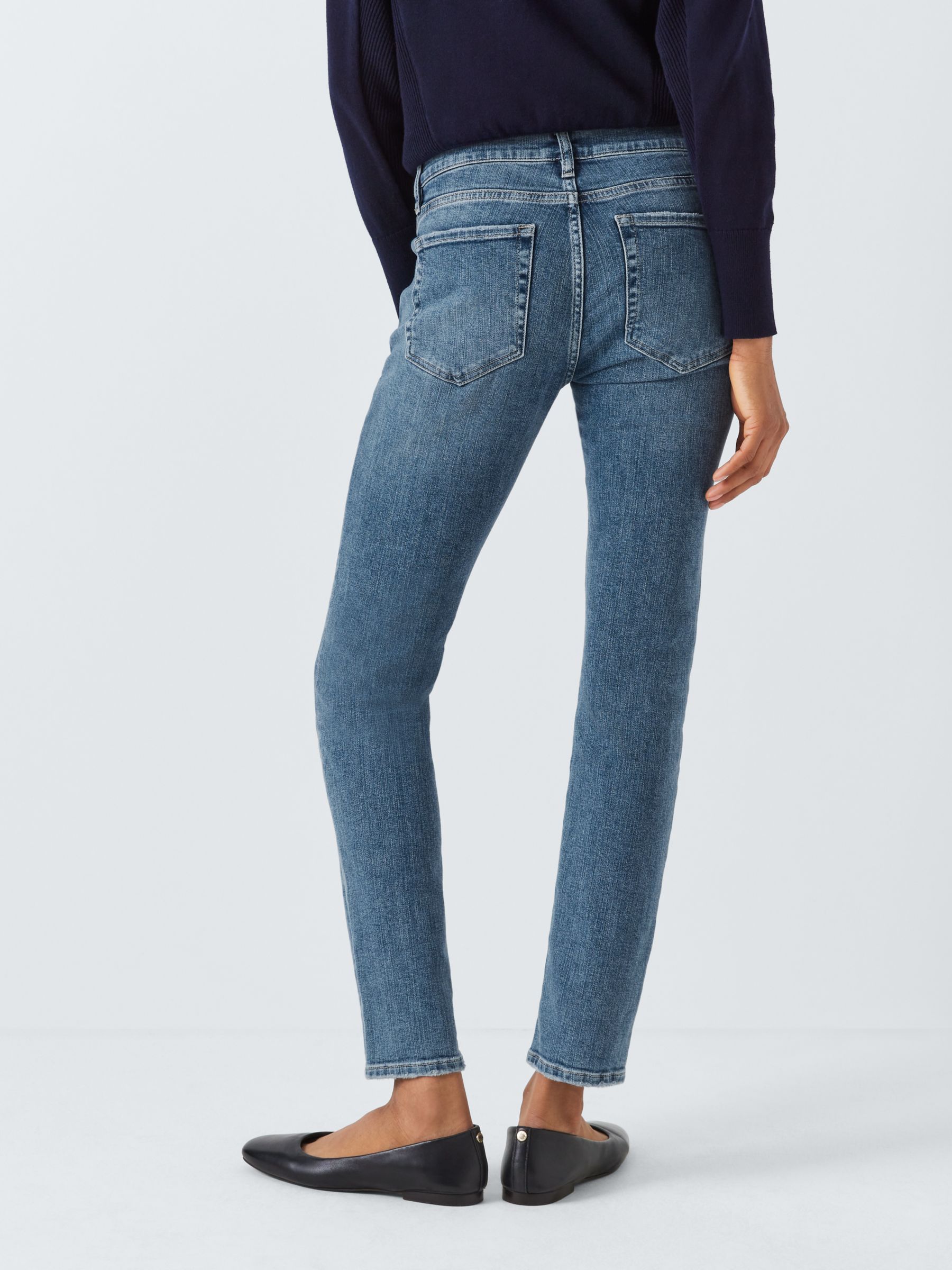 FRAME Le Garcon Tapered Jeans, Mid Blue at John Lewis & Partners