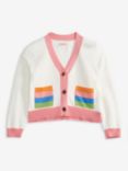 Barbour Kids' Knitted Cardigan, Cream/Pink