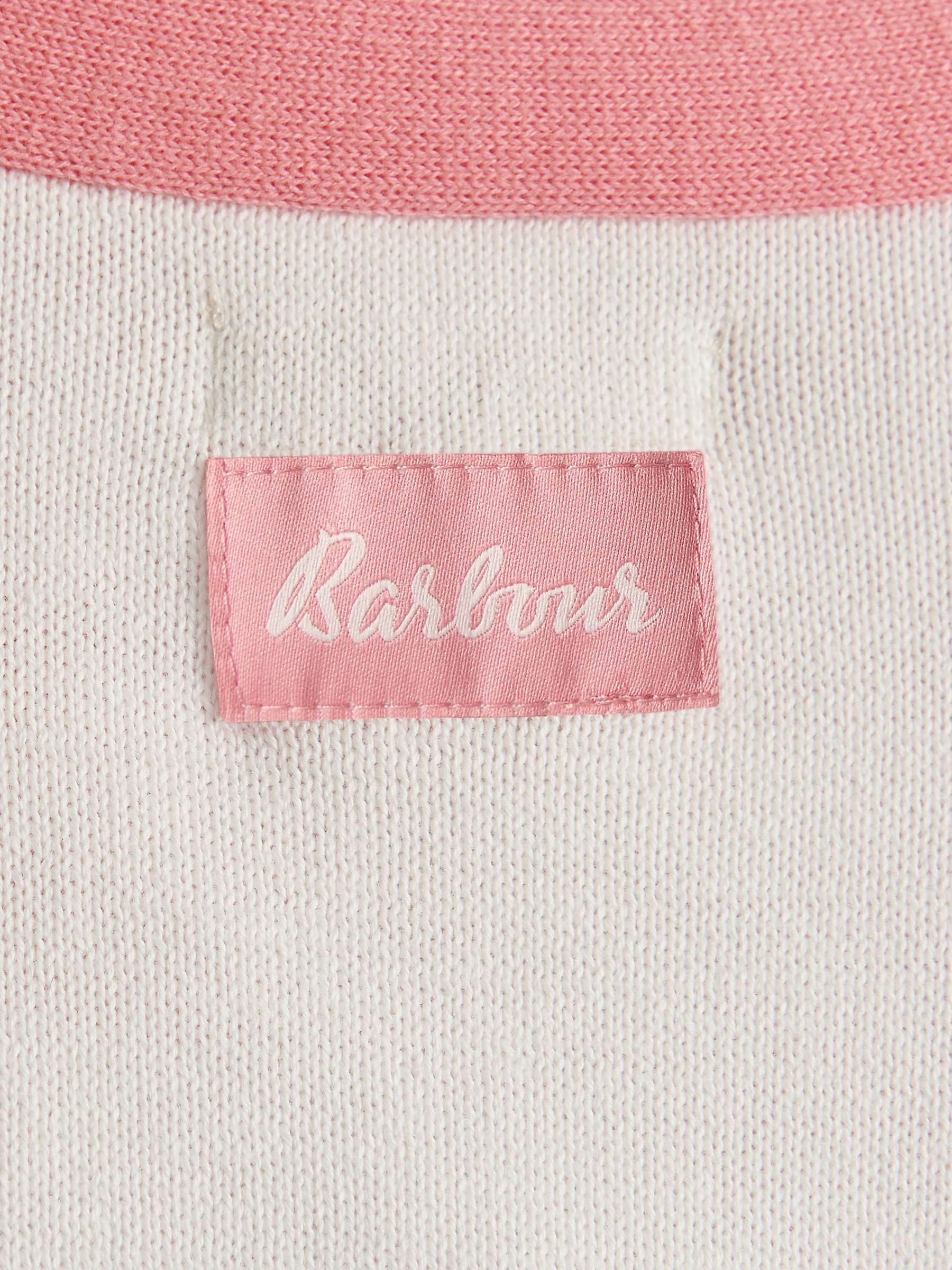 Buy Barbour Kids' Knitted Cardigan, Cream/Pink Online at johnlewis.com